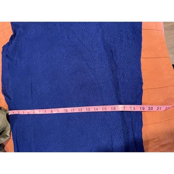 Eileen Fisher Adriatic Blue Rayon Nylon Crinkle Diamond Tunic Sweater Women's L - Picture 7 of 11